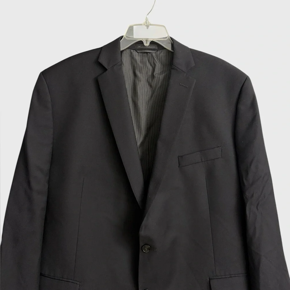 Calvin Klein Men's Slim Fit Two-Button Jacket Blazer Size 48R Black Wool Preppy